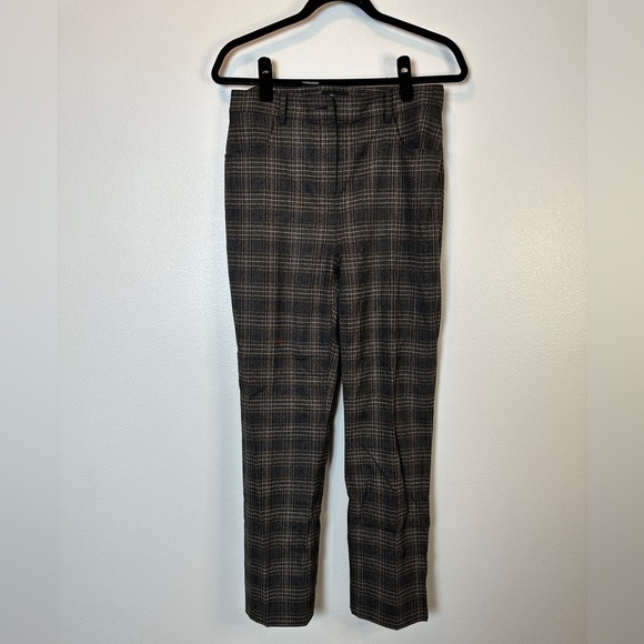 Theory Plaid Straight Leg Pants - Black and Gray - Picture 4 of 8